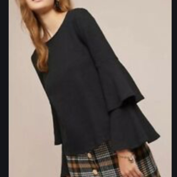 ANTHROPOLOGIE ERI + ALI Tiered Sleeve Top - Picture 1 of 7